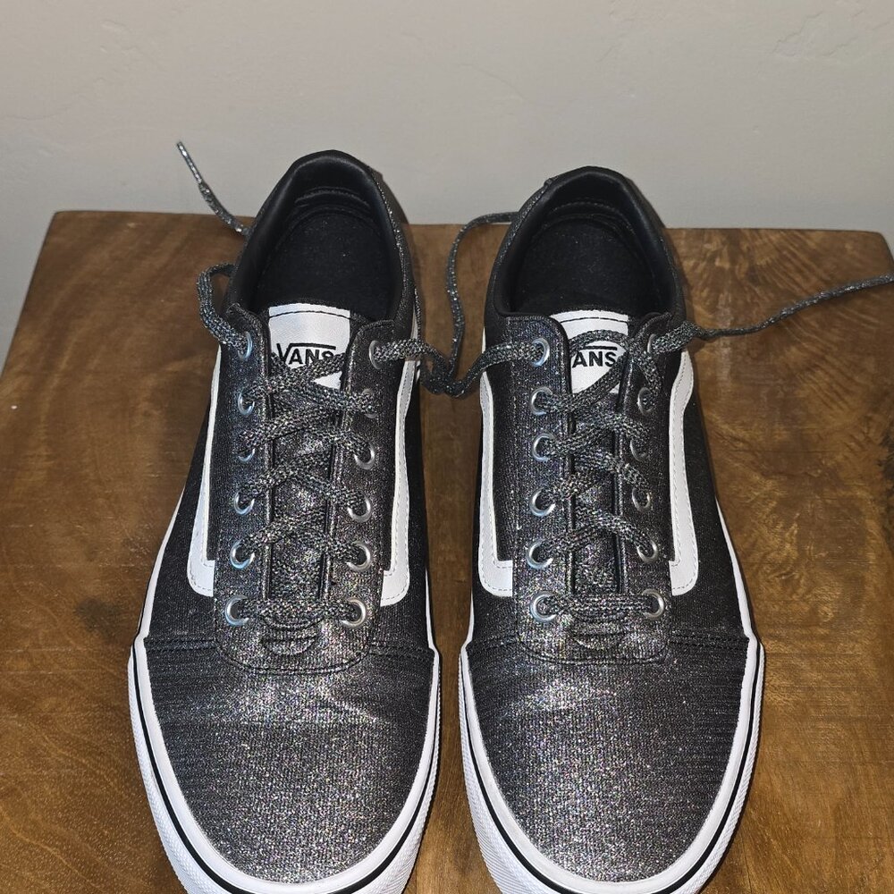 VANS Silver Lurex Glitter Old Skool Skate Shoe - Picture 12 of 16